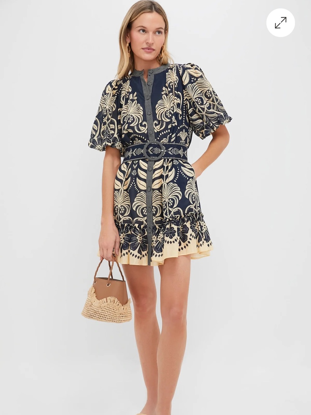 Farm Rio Navy Ainika Tropical Splendor Mini Dress - Picture 2 of 11